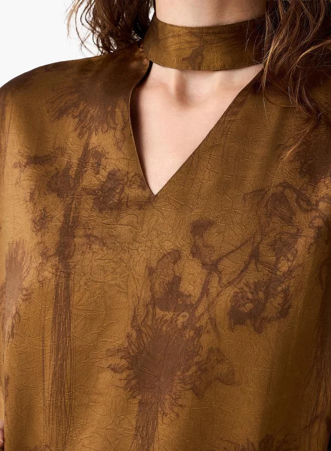 ايكونيك Iconic Printed Kaftan Dress with Keyhole Neck